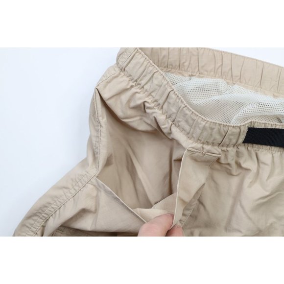 Vintage 90s Lands End Mens XL Belted Lined Above Knee Shorts Baggies Beige Nylon - Picture 6 of 11